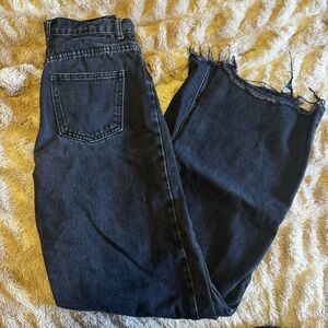 Washed black wide leg jeans
